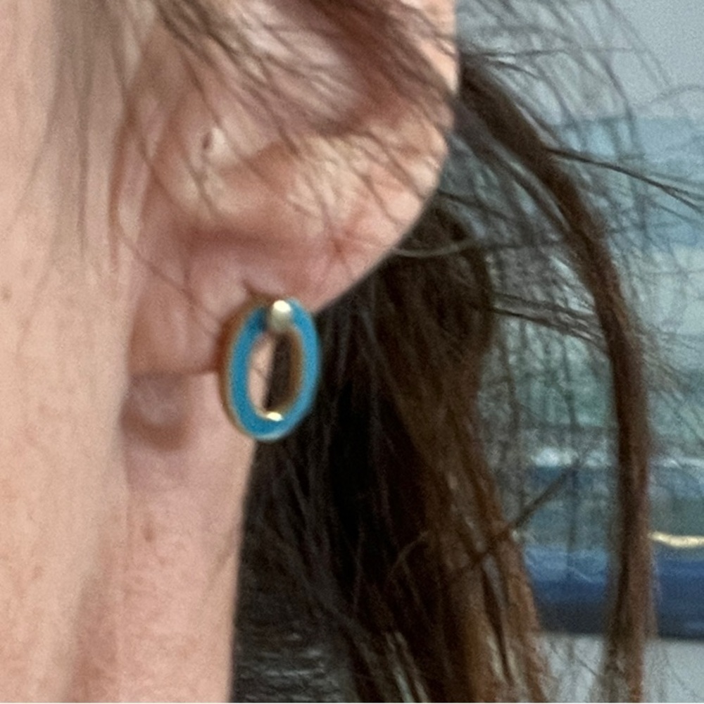 Elegant Blue and gold Enamel stud Earrings